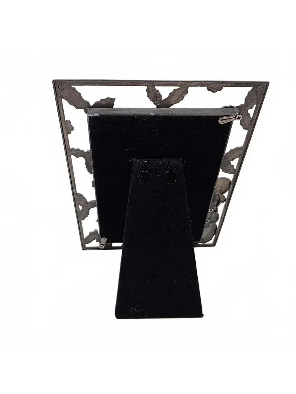 Silver Tone Snowman Christmas Photo Frame Holly Berries 4x6 Tabletop